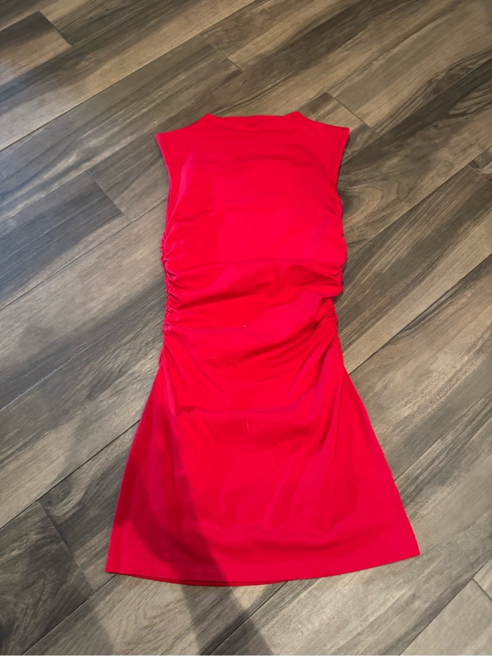 wild fable Bright Red Sleeveless Ruched Shift Mini Dress - C